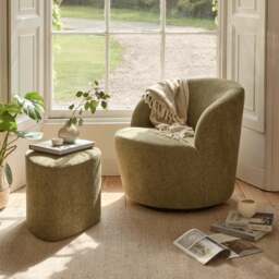Sawyer 68cm Swivel Armchair & Alder 45cm Footstool - Moss Green - thumbnail 1