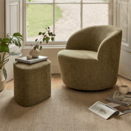 Sawyer 68cm Swivel Armchair & Alder 45cm Footstool - Moss Green - thumbnail 2