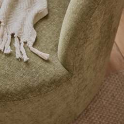 Sawyer 68cm Swivel Armchair & Alder 45cm Footstool - Moss Green - thumbnail 3