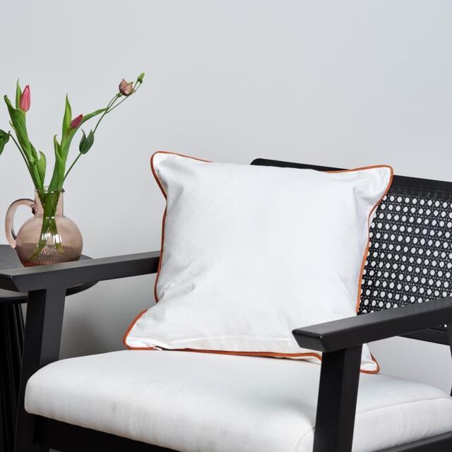 Elsham 45x45cm Velvet Trim Cushion Cover - Burnt Orange