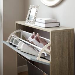 Anderson Shoe Cabinet - 2 Door - Oak Effect & Grey - thumbnail 5