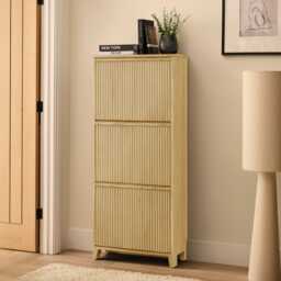 Raleigh 3 Door Shoe Cabinet - Whitewash - thumbnail 1