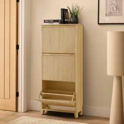 Raleigh 3 Door Shoe Cabinet - Whitewash - thumbnail 2