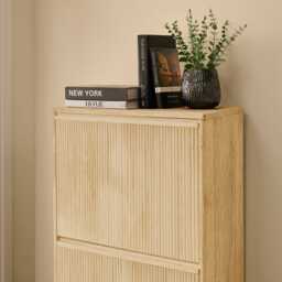 Raleigh 3 Door Shoe Cabinet - Whitewash - thumbnail 5