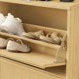 Raleigh 3 Door Shoe Cabinet - Whitewash - thumbnail 3
