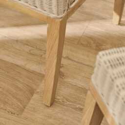 Reid Linen Grey Dining Chairs - Set of 2 - Whitewash Mindi Wood Legs - thumbnail 4