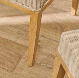Reid Linen Grey Dining Chairs - Set of 2 - Whitewash Mindi Wood Legs - thumbnail 6