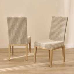 Reid Linen Grey Dining Chairs - Set of 2 - Whitewash Mindi Wood Legs - thumbnail 2