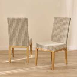 Reid Linen Grey Dining Chairs - Set of 2 - Whitewash Mindi Wood Legs - thumbnail 2