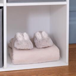 Cara 4 Cube Chalk White Bookcase Wooden Display Unit Shelving Storage Bookshelf Shelves - Grey Basket - thumbnail 5