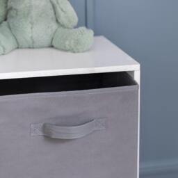 Cara 4 Cube Chalk White Bookcase Wooden Display Unit Shelving Storage Bookshelf Shelves - Grey Basket - thumbnail 3