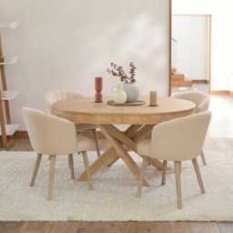 Arabella Light Beige Boucle Dining Chair - Set of 2 - Whitewash Oak Legs - thumbnail 3