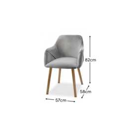 Freya Mist Grey Armchairs - Set of 2 - Pale Oak Legs - thumbnail 3
