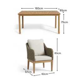 Harlyn 4 Seater Wooden Garden Dining Set with Harlyn Chairs - 160cm - thumbnail 4