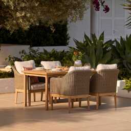 Harlyn 4 Seater Wooden Garden Dining Set with Harlyn Chairs - 160cm - thumbnail 1