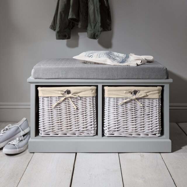 Fyfield 2 Seater Hallway Storage Bench with Storage - Grey - image 1