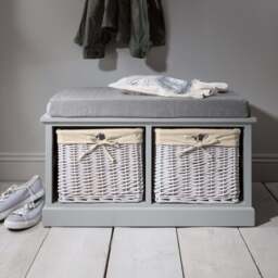 Fyfield 2 Seater Hallway Storage Bench with Storage - Grey - thumbnail 1