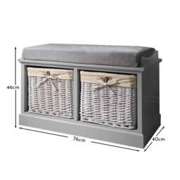 Fyfield 2 Seater Hallway Storage Bench with Storage - Grey - thumbnail 6