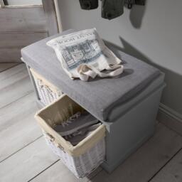 Fyfield 2 Seater Hallway Storage Bench with Storage - Grey - thumbnail 3