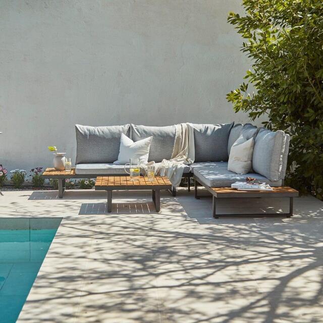 Thea Wooden Garden Corner Sofa Set - image 1
