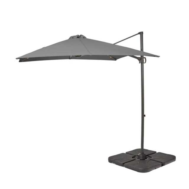 Grey LED Premium Cantilever Parasol - 2.4m Square with Quartered Black Base - image 1