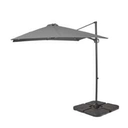 Grey LED Premium Cantilever Parasol - 2.4m Square with Quartered Black Base - thumbnail 1