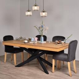 Amelia Oak Wood Dining Table - Extendable - Black Legs - thumbnail 6