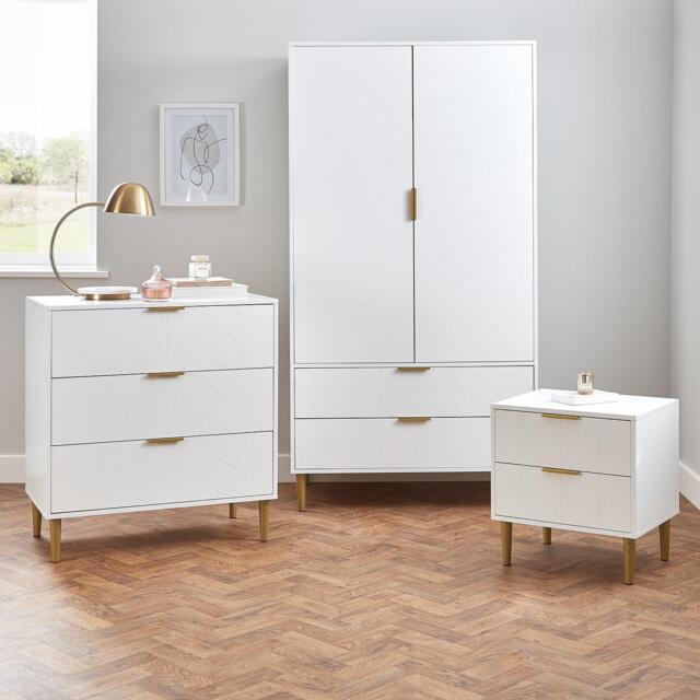 Gloria 3 Piece Bedroom Furniture Set - 3 Drawer Chest of Drawers - White - image 1