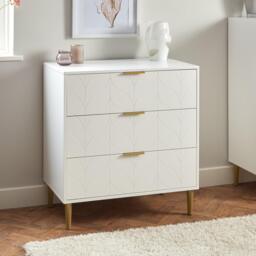 Gloria 3 Piece Bedroom Furniture Set - 3 Drawer Chest of Drawers - White - thumbnail 6