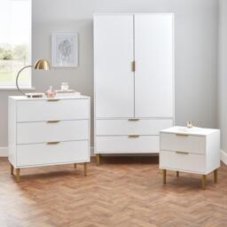 Gloria 3 Piece Bedroom Furniture Set - 3 Drawer Chest of Drawers - White - thumbnail 1