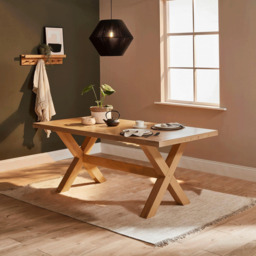 Charlotte Pale Oak Dining Table - Extendable - Cross Leg - thumbnail 2