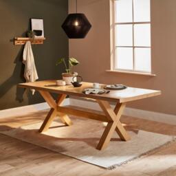 Charlotte Pale Oak Dining Table - Extendable - Cross Leg - thumbnail 1