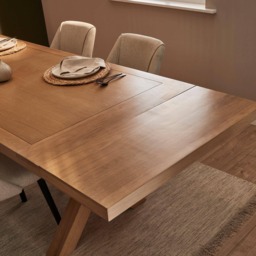 Charlotte Pale Oak Dining Table - Extendable - Cross Leg - thumbnail 4
