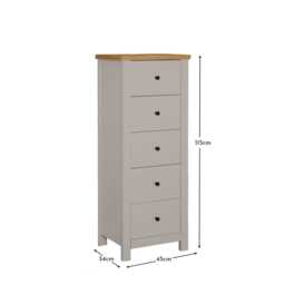 Bampton 5 Drawer Tallboy - Stone Grey - thumbnail 5