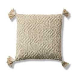 Elborough 50x50cm Diamond Cotton Tasseled Cushion Cover - Off White