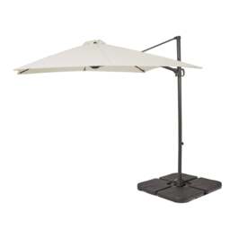 Cream LED Cantilever Parasol - 2.4m Square with Quartered Black Base