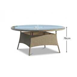 Kemble 8 Seater Round Rattan Garden Dining Table - Light Grey with Clear Glass Top - thumbnail 4