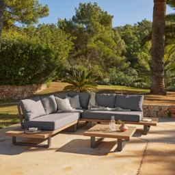 Shiva Corner Sofa Garden Cushion Covers - Graphite Grey