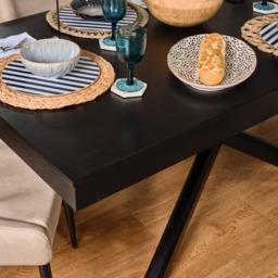 Amelia Black Dining Table Set - 6 Seater - Freya Sand Dining Chairs - Black Legs - thumbnail 5