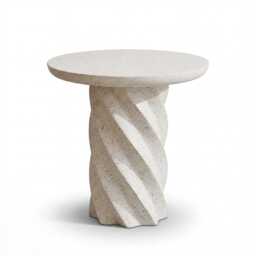 Bianca Concrete Round Garden Side Table - Paprika Mother of Pearl Terrazzo - thumbnail 5