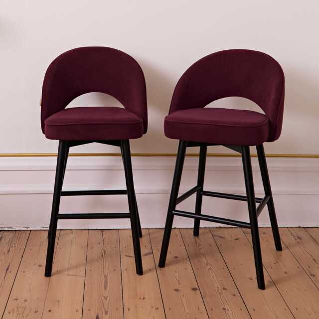 Marilyn Burgundy Red Bar Stool - Black Oak Legs - image 1