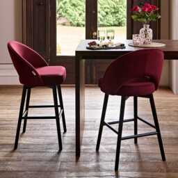 Marilyn Burgundy Red Bar Stool - Black Oak Legs - thumbnail 2