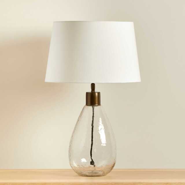Breamore Clear Glass Lamp & Coningsby White Lampshade - 35cm - image 1