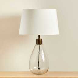 Breamore Clear Glass Lamp & Coningsby White Lampshade - 35cm - thumbnail 1