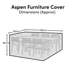 Rectangular Rain Cover 250x160x90cm - Amelia 6 Seater with Wren or Ryder Chairs - Aspen 4-6 Seater - Oakley 4-6 Seater - thumbnail 3