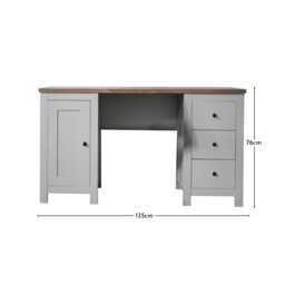 Bampton 3 Drawer Desk - Stone Grey - thumbnail 6
