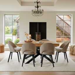 Marilyn Soft Beige Dining Chairs - Set of 2 - Black Oak Legs - thumbnail 2