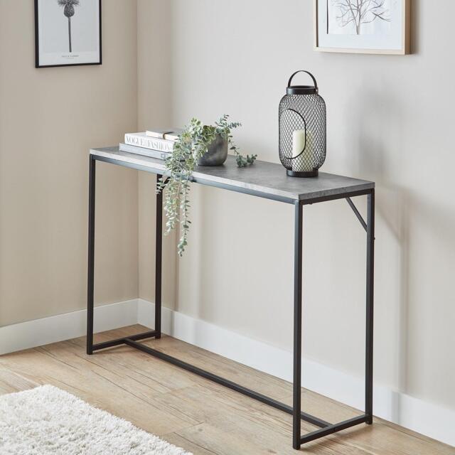 Jay Concrete Effect Console Table - Black Legs - image 1