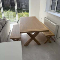 Charlotte 190cm Dining Table with 2 150cm Dining Benches - Pale Oak - thumbnail 6
