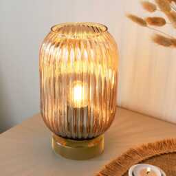 Elland 22.5cm Glass Table Lamp - Champagne & Gold - thumbnail 2